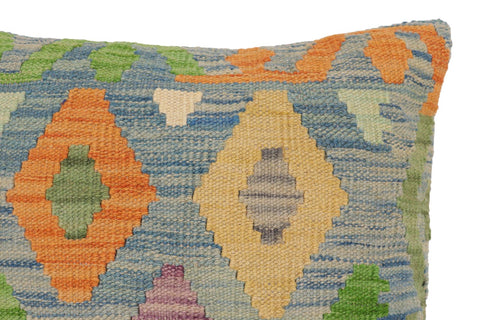 handmade Traditional Pillow Blue Rust Hand-Woven SQUARE 100% WOOL Hand woven turkish pillow2 x 2