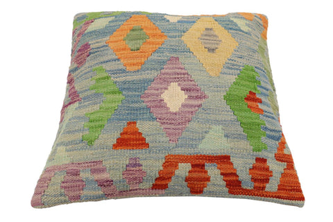 handmade Traditional Pillow Blue Rust Hand-Woven SQUARE 100% WOOL Hand woven turkish pillow2 x 2