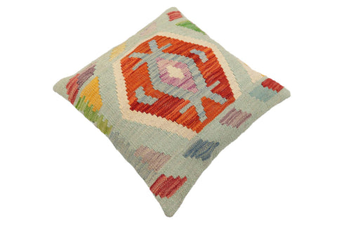 handmade Traditional Pillow Blue Rust Hand-Woven SQUARE 100% WOOL Hand woven turkish pillow2 x 2