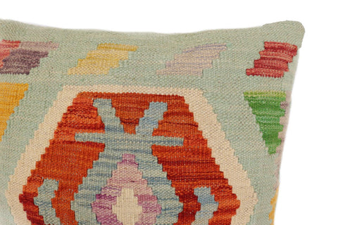 handmade Traditional Pillow Blue Rust Hand-Woven SQUARE 100% WOOL Hand woven turkish pillow2 x 2