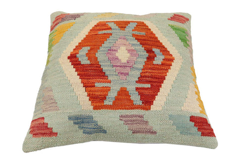 handmade Traditional Pillow Blue Rust Hand-Woven SQUARE 100% WOOL Hand woven turkish pillow2 x 2