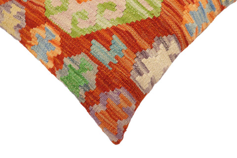 handmade Traditional Pillow Rust Blue Hand-Woven SQUARE 100% WOOL Hand woven turkish pillow2 x 2