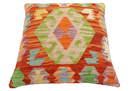 handmade Traditional Pillow Rust Blue Hand-Woven SQUARE 100% WOOL Hand woven turkish pillow2 x 2