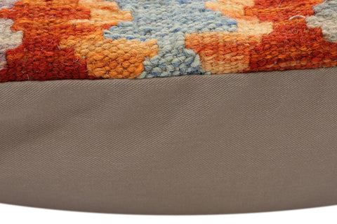 handmade Traditional Pillow Rust Blue Hand-Woven SQUARE 100% WOOL Hand woven turkish pillow2 x 2