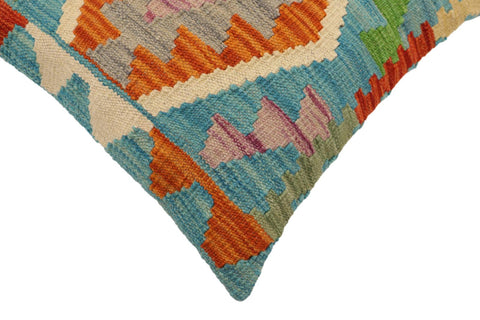 handmade Traditional Pillow Blue Rust Hand-Woven SQUARE 100% WOOL Hand woven turkish pillow2 x 2