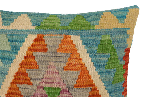 handmade Traditional Pillow Blue Rust Hand-Woven SQUARE 100% WOOL Hand woven turkish pillow2 x 2