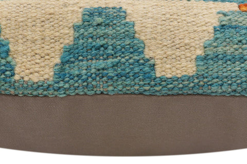 handmade Traditional Pillow Blue Rust Hand-Woven SQUARE 100% WOOL Hand woven turkish pillow2 x 2