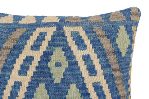 handmade Traditional Pillow Blue Gray Hand-Woven SQUARE 100% WOOL Hand woven turkish pillow2 x 2