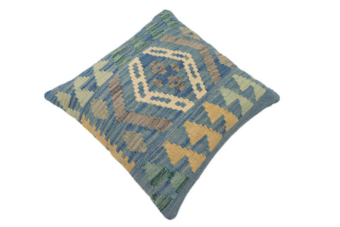 handmade Traditional Pillow Blue Gray Hand-Woven SQUARE 100% WOOL Hand woven turkish pillow2 x 2