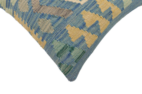 handmade Traditional Pillow Blue Gray Hand-Woven SQUARE 100% WOOL Hand woven turkish pillow2 x 2