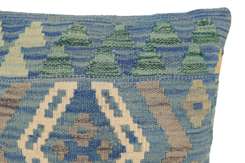 handmade Traditional Pillow Blue Gray Hand-Woven SQUARE 100% WOOL Hand woven turkish pillow2 x 2