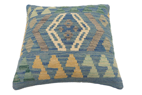 handmade Traditional Pillow Blue Gray Hand-Woven SQUARE 100% WOOL Hand woven turkish pillow2 x 2