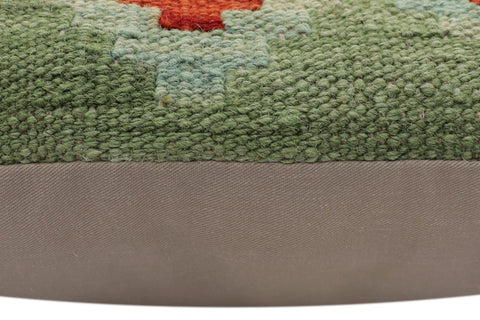 handmade Traditional Pillow Green Rust Hand-Woven SQUARE 100% WOOL Hand woven turkish pillow2 x 2