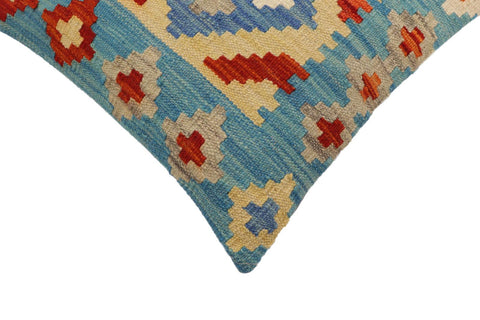 handmade Traditional Pillow Blue Rust Hand-Woven SQUARE 100% WOOL Hand woven turkish pillow2 x 2