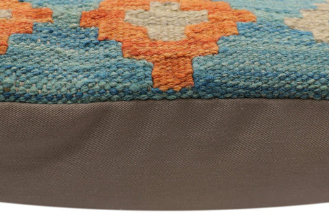 handmade Traditional Pillow Blue Rust Hand-Woven SQUARE 100% WOOL Hand woven turkish pillow2 x 2
