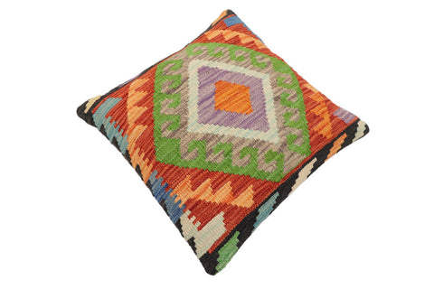 handmade Traditional Pillow Rust Blue Hand-Woven SQUARE 100% WOOL Hand woven turkish pillow2 x 2