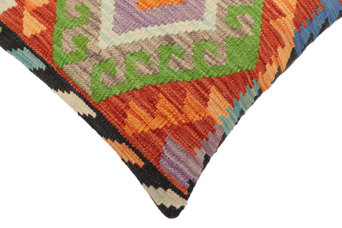 handmade Traditional Pillow Rust Blue Hand-Woven SQUARE 100% WOOL Hand woven turkish pillow2 x 2