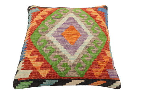 handmade Traditional Pillow Rust Blue Hand-Woven SQUARE 100% WOOL Hand woven turkish pillow2 x 2