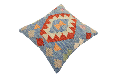 handmade Traditional Pillow Blue Rust Hand-Woven SQUARE 100% WOOL Hand woven turkish pillow2 x 2