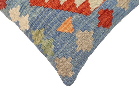 handmade Traditional Pillow Blue Rust Hand-Woven SQUARE 100% WOOL Hand woven turkish pillow2 x 2