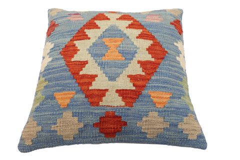 handmade Traditional Pillow Blue Rust Hand-Woven SQUARE 100% WOOL Hand woven turkish pillow2 x 2