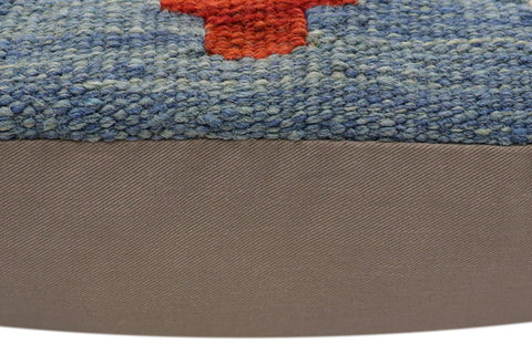 handmade Traditional Pillow Blue Rust Hand-Woven SQUARE 100% WOOL Hand woven turkish pillow2 x 2