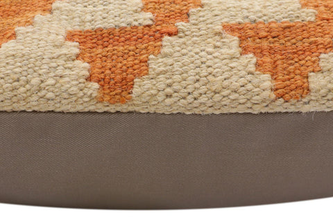 handmade Traditional Pillow Orange Beige Hand-Woven SQUARE 100% WOOL Hand woven turkish pillow2' x 2'
