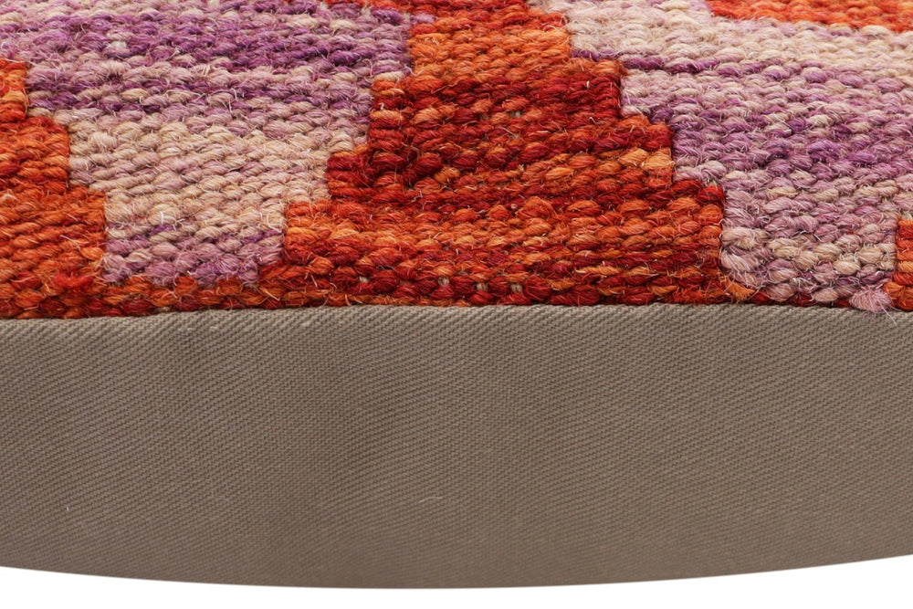 handmade Traditional Pillow Rust Blue Hand-Woven SQUARE 100% WOOL Hand woven turkish pillow2' x 2'