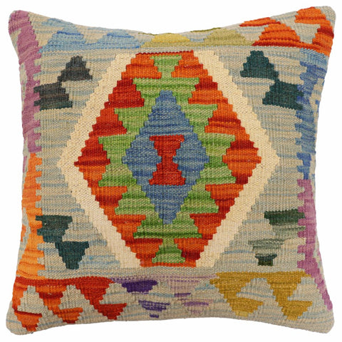 handmade Traditional Pillow Blue Rust Hand-Woven SQUARE 100% WOOL Hand woven turkish pillow2 x 2