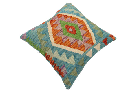 handmade Traditional Pillow Blue Rust Hand-Woven SQUARE 100% WOOL Hand woven turkish pillow2 x 2