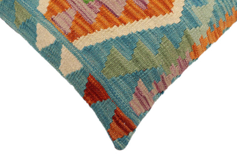 handmade Traditional Pillow Blue Rust Hand-Woven SQUARE 100% WOOL Hand woven turkish pillow2 x 2