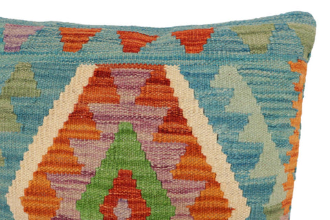 handmade Traditional Pillow Blue Rust Hand-Woven SQUARE 100% WOOL Hand woven turkish pillow2 x 2