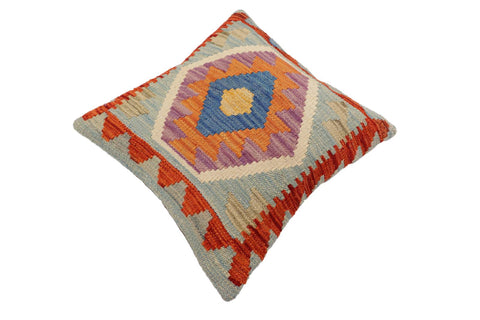 handmade Traditional Pillow Blue Rust Hand-Woven SQUARE 100% WOOL Hand woven turkish pillow2 x 2