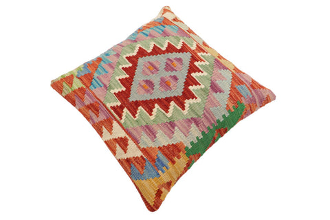 handmade Traditional Pillow Rust Blue Hand-Woven SQUARE 100% WOOL Hand woven turkish pillow2 x 2