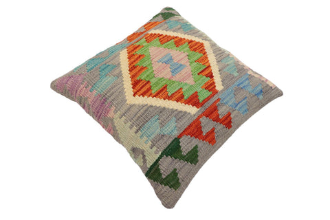 handmade Traditional Pillow Gray Rust Hand-Woven SQUARE 100% WOOL Hand woven turkish pillow2 x 2