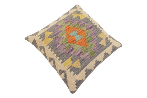 handmade Traditional Pillow Gray Beige Hand-Woven SQUARE 100% WOOL Hand woven turkish pillow2 x 2