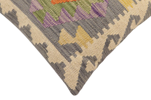 handmade Traditional Pillow Gray Beige Hand-Woven SQUARE 100% WOOL Hand woven turkish pillow2 x 2