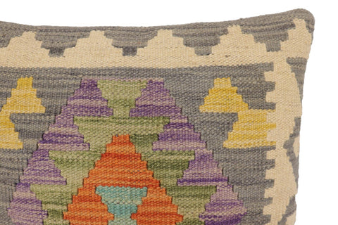 handmade Traditional Pillow Gray Beige Hand-Woven SQUARE 100% WOOL Hand woven turkish pillow2 x 2