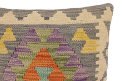 handmade Traditional Pillow Gray Beige Hand-Woven SQUARE 100% WOOL Hand woven turkish pillow2' x 2'