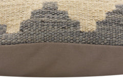 handmade Traditional Pillow Gray Beige Hand-Woven SQUARE 100% WOOL Hand woven turkish pillow2' x 2'