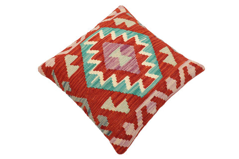 handmade Traditional Pillow Rust Blue Hand-Woven SQUARE 100% WOOL Hand woven turkish pillow2 x 2