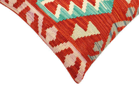 handmade Traditional Pillow Rust Blue Hand-Woven SQUARE 100% WOOL Hand woven turkish pillow2 x 2