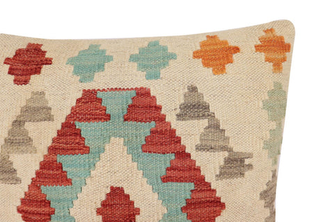handmade Traditional Pillow Beige Red Hand-Woven SQUARE 100% WOOL Hand woven turkish pillow2 x 2