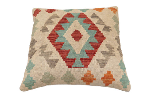 handmade Traditional Pillow Beige Red Hand-Woven SQUARE 100% WOOL Hand woven turkish pillow2 x 2
