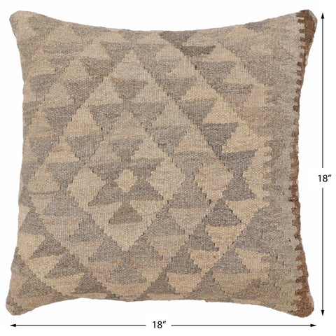 handmade Traditional Pillow Beige Gray Hand-Woven SQUARE 100% WOOL Hand woven turkish pillow2 x 2