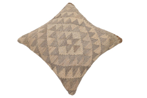 handmade Traditional Pillow Beige Gray Hand-Woven SQUARE 100% WOOL Hand woven turkish pillow2 x 2