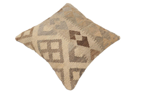 handmade Traditional Pillow Beige Gray Hand-Woven SQUARE 100% WOOL Hand woven turkish pillow2 x 2