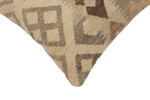 handmade Traditional Pillow Beige Gray Hand-Woven SQUARE 100% WOOL Hand woven turkish pillow2 x 2