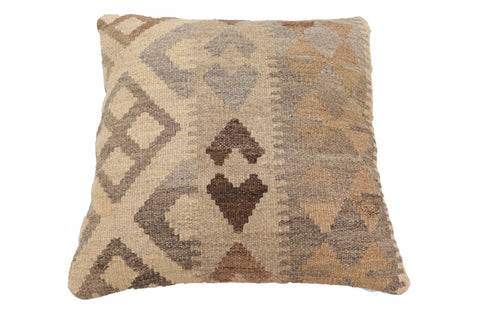 handmade Traditional Pillow Beige Gray Hand-Woven SQUARE 100% WOOL Hand woven turkish pillow2 x 2