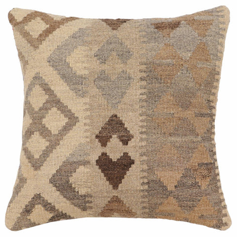 handmade Traditional Pillow Beige Gray Hand-Woven SQUARE 100% WOOL Hand woven turkish pillow2 x 2